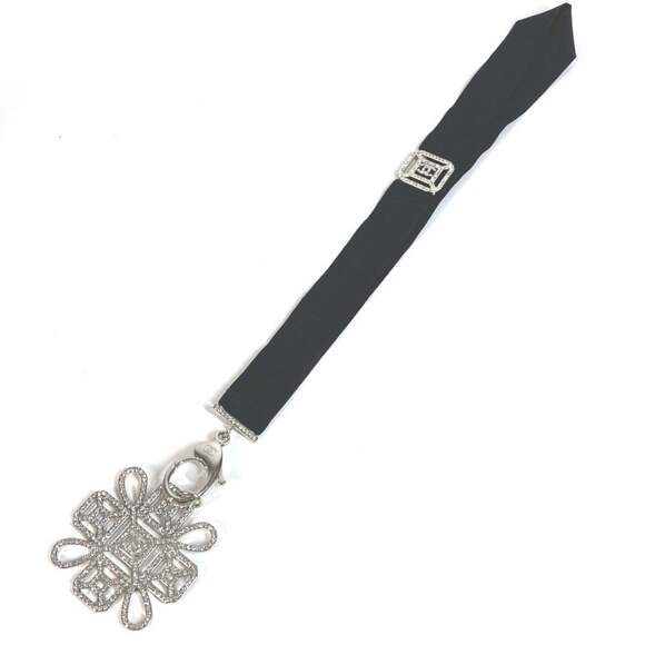 CHANEL Authentic Black Logo Necklace